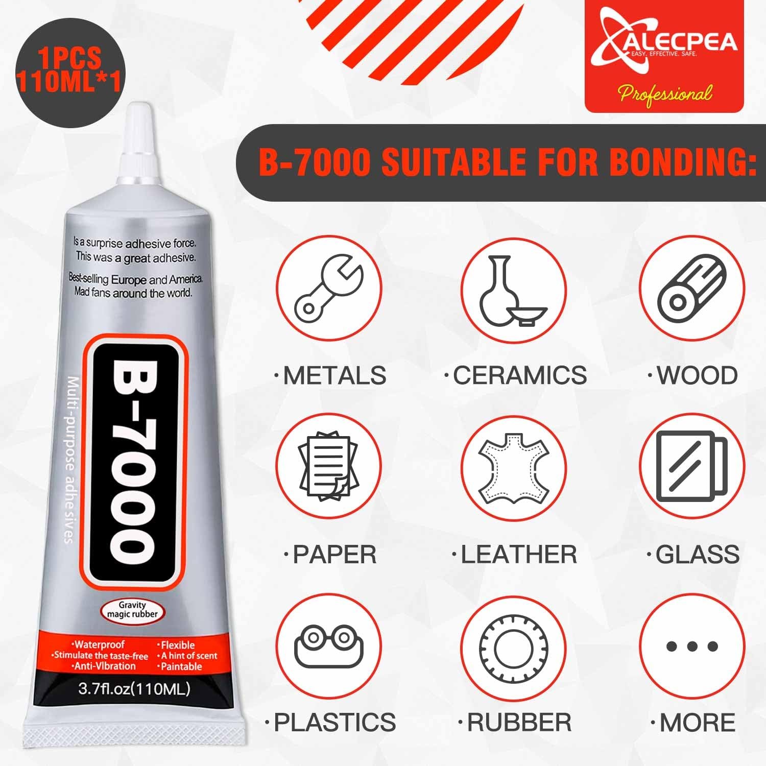 B-7000 Craft Glue for Jewelry Making – 110ml/3.7oz Grey (2 Pack)