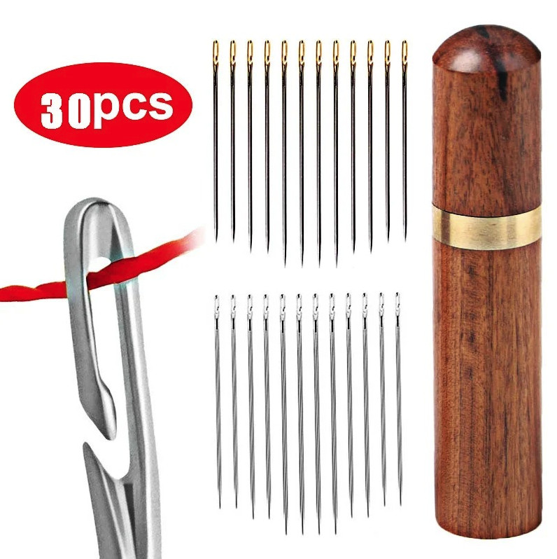 30pcs Self-Threading Sewing Needles: Easy Thread Stainless Steel Hand Needles
