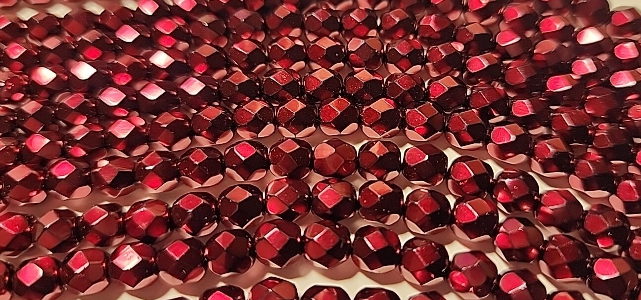 Czech Fire Polished Crimson Quality Glass Beads 6mm 16in Quality Jewelry Making