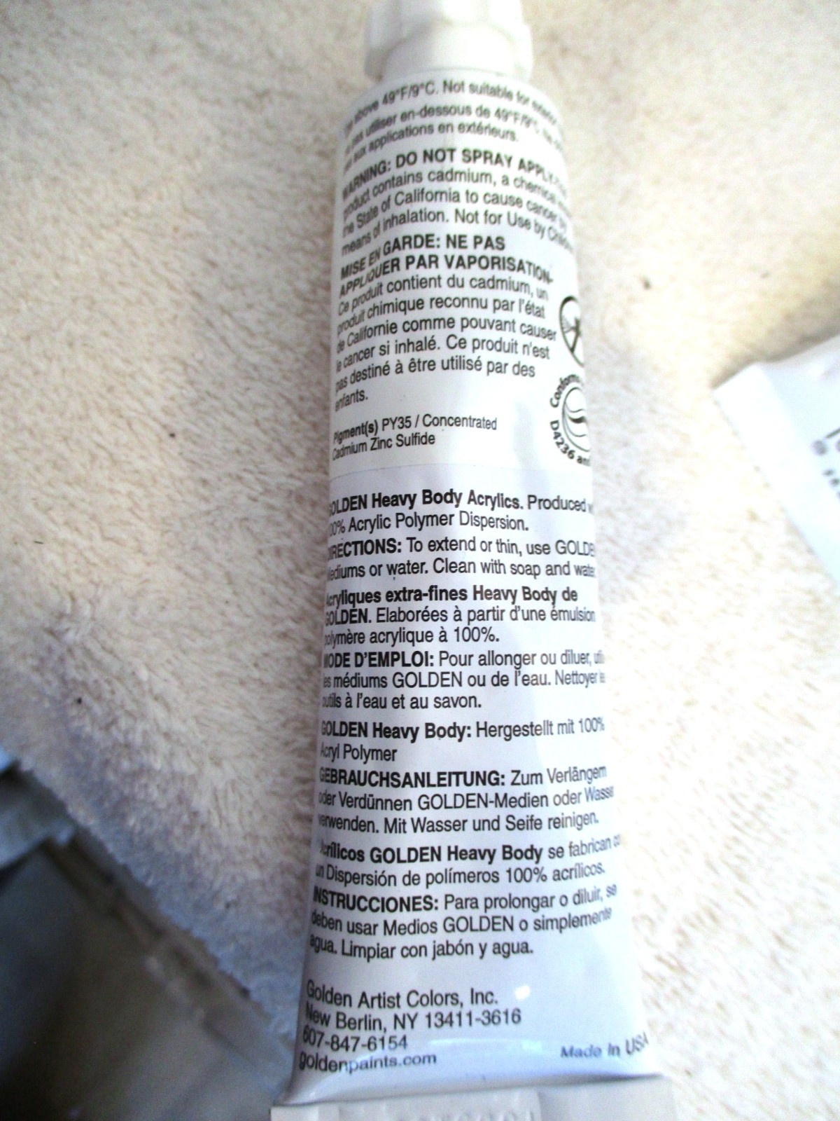 Golden Artist Colors Acrylic Paint, U Choose Color(s) Price is EACH TUBE