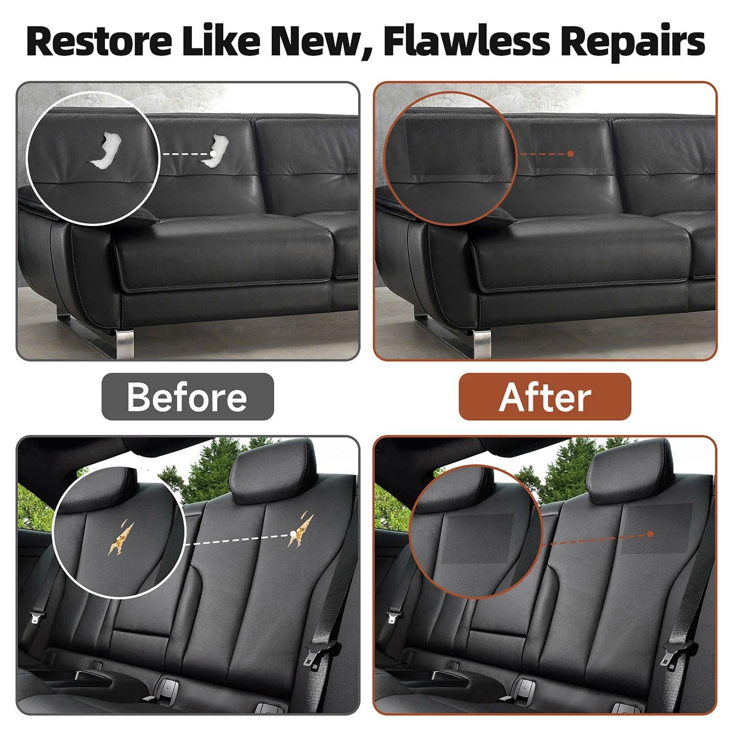 Self-Adhesive Vinyl Fabric Faux Leather Repair Patch for Car seat Sofas Kit