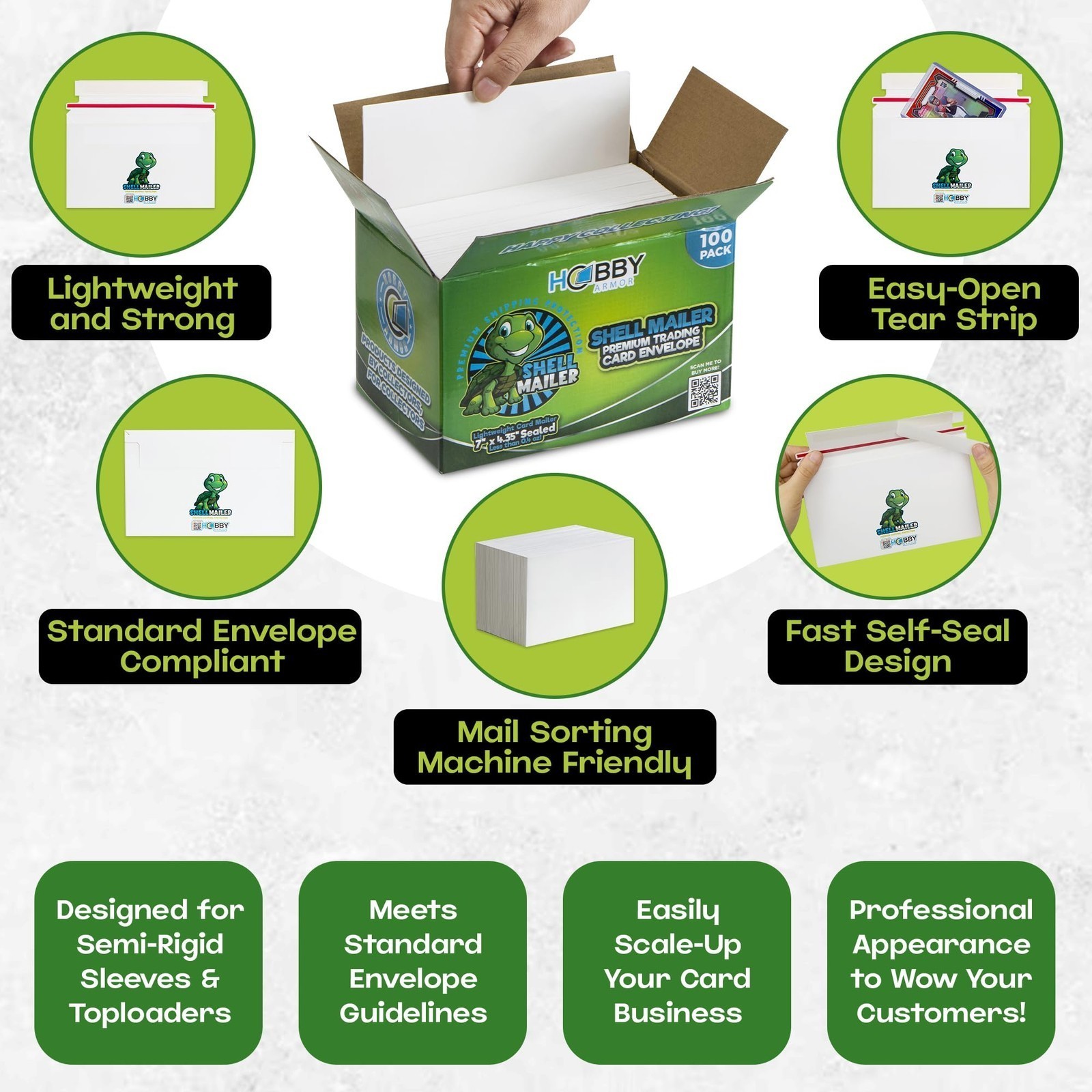 Shell Mailer by Hobby Armor – Premium Trading Card Envelopes – Easy Card Mailers