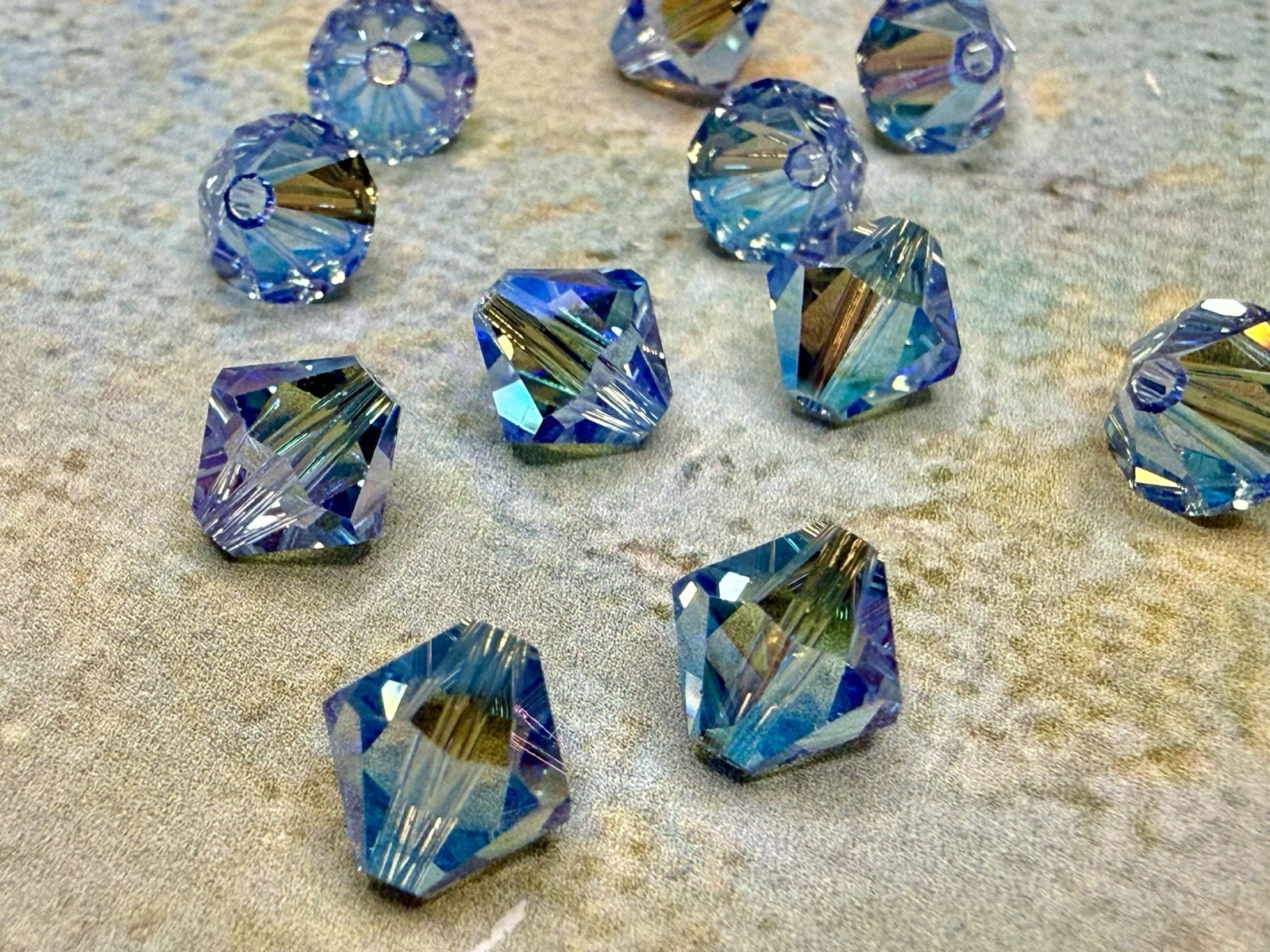 Vintage Swarovski – 8mm Bicone Beads #5301 – Light Sapphire AB2X