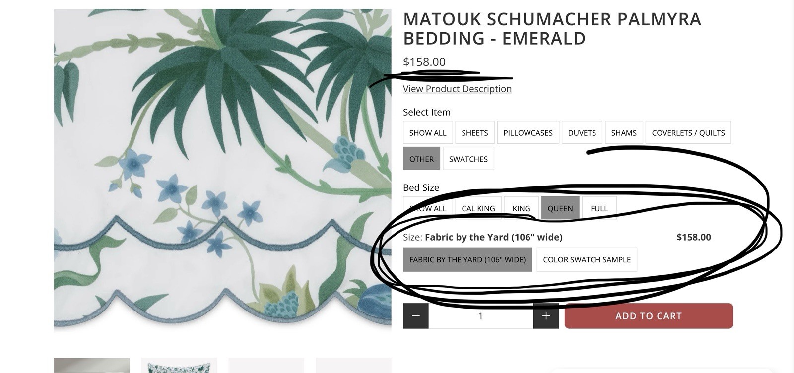 $158 Matouk Italy New 500TC Cotton Percale 120” Geranium By YARD Fabric Blue