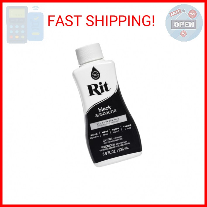 Rit Dye 88150 All Purpose Liquid Dye, Black, 8 Fl Oz (Pack of 1)