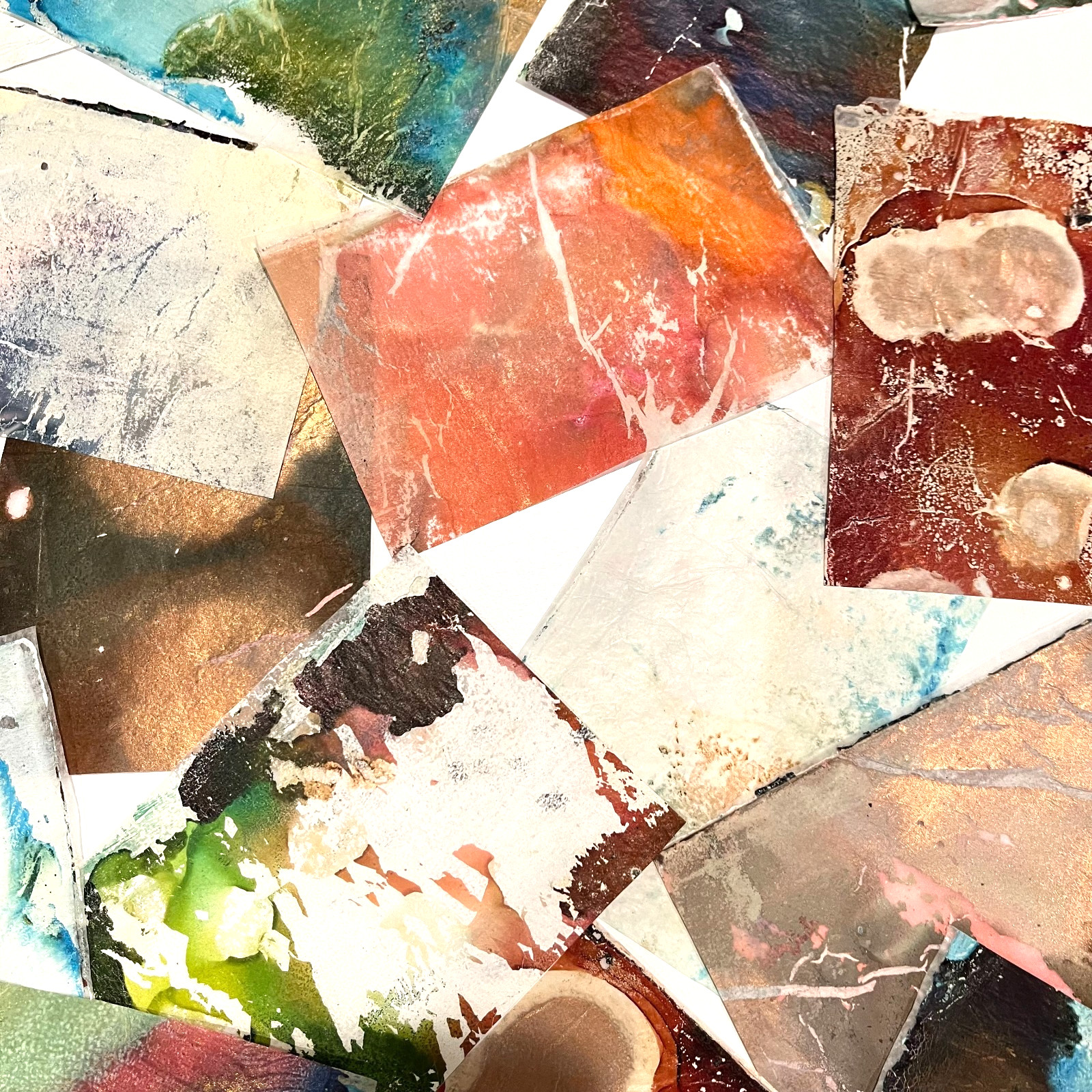 35+ Hand Painted ATC Collage Paper Pack Mixed Media Alcohol Ink Acrylic Abstract