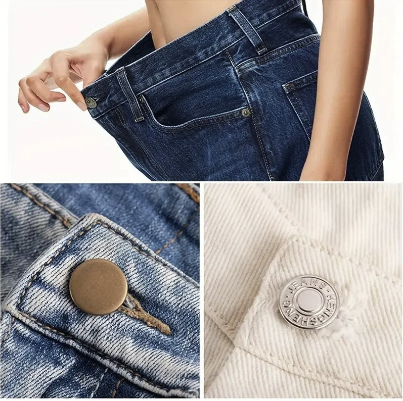 10pcs Adjustable No Sew Jeans Buttons Metal Snap Fastener Set – NEW