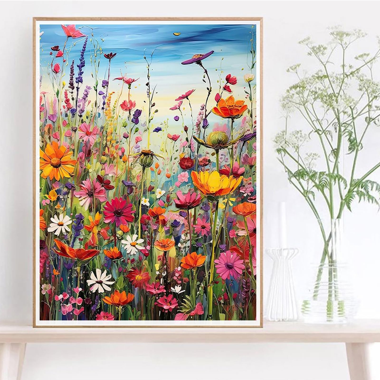 Wildflower Paint by Numbers Kit for Adults 16×20 Inch Canvas Art
