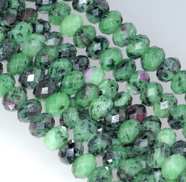 10X7MM RUBY ZOISITE GEMSTONE FACETED RONDELLE LOOSE BEADS 15.5″