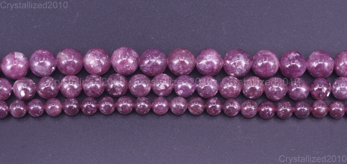 AAA Natural Purple Lepidolite Gemstone Round Loose Beads 6mm 8mm 10mm 12mm 15.5″