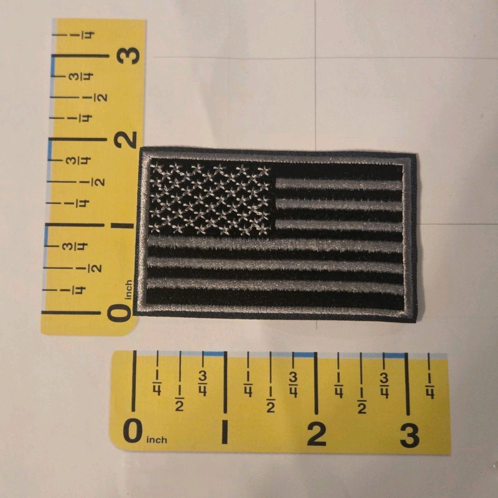 USA American Flag Black and White Iron On Embroidered Patch 3″ x 1.8″