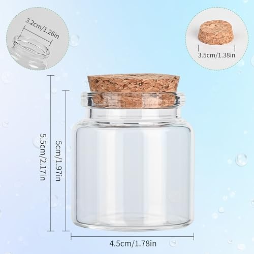 4PCS 50ml Small Empty Glass Bottle with Cork Stopper Storage,Small Glass