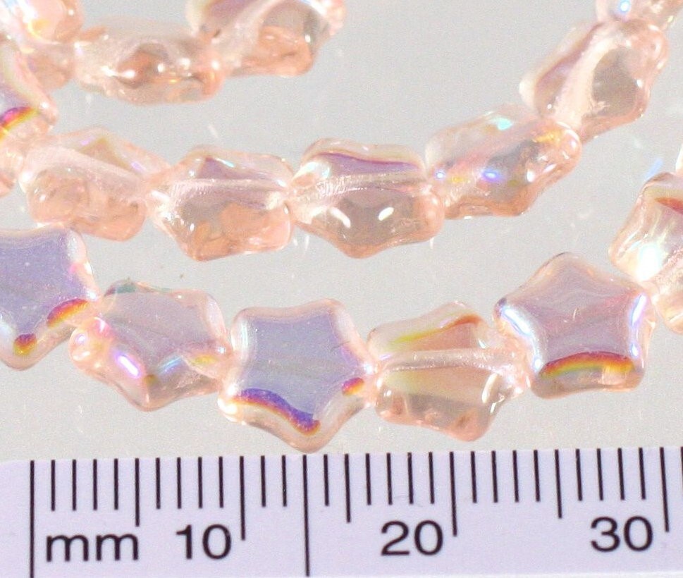 Czech Pressed Glass AB Light Rose Pink 8x8mm Star Beads 1 Strand(55) *