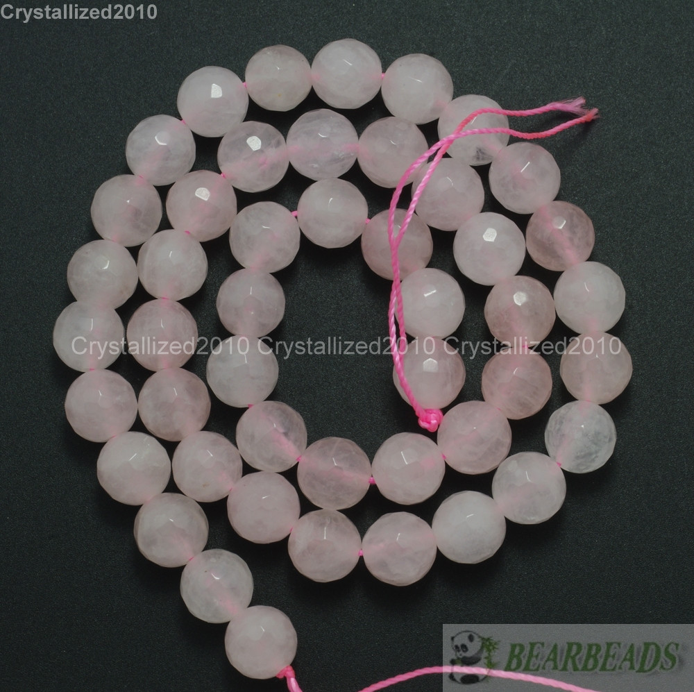 Natural Rose Quartz Gemstone Faceted Round Beads 2mm 3mm 4mm 6mm 8mm 10mm 15″