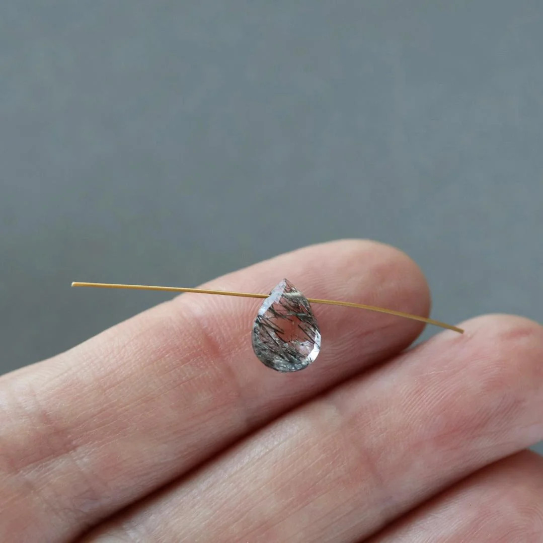 10x7mm Rutilated Quartz Briolette Bead Faceted Tear Drop Natural Gemstone DIY