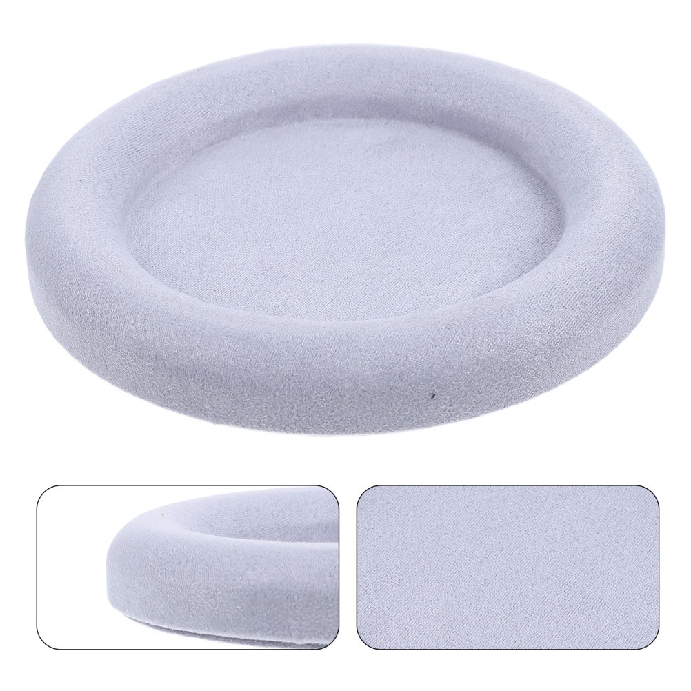 Decorative Round Jewelry Tray with Wrinkle Resistant Velvet Light Grey