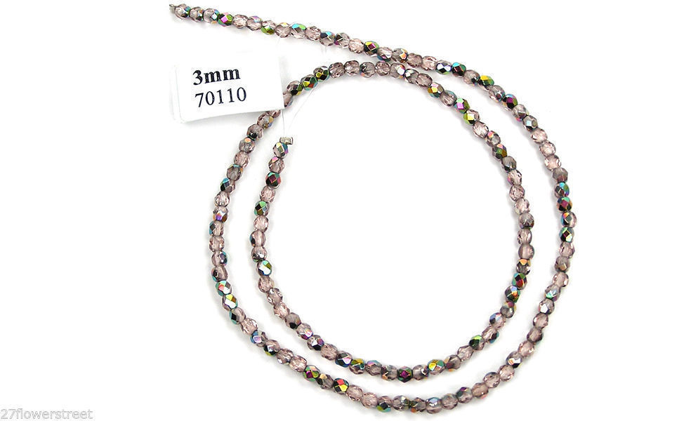 Czech Fire Polished Round Faceted Beads in Vintage Rose Vitrail ctd, Rosaline VM