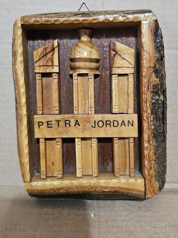 PETRA JORDAN Wood Live Edge Wall Decoration Hand Carved 7.5x6x1.5in