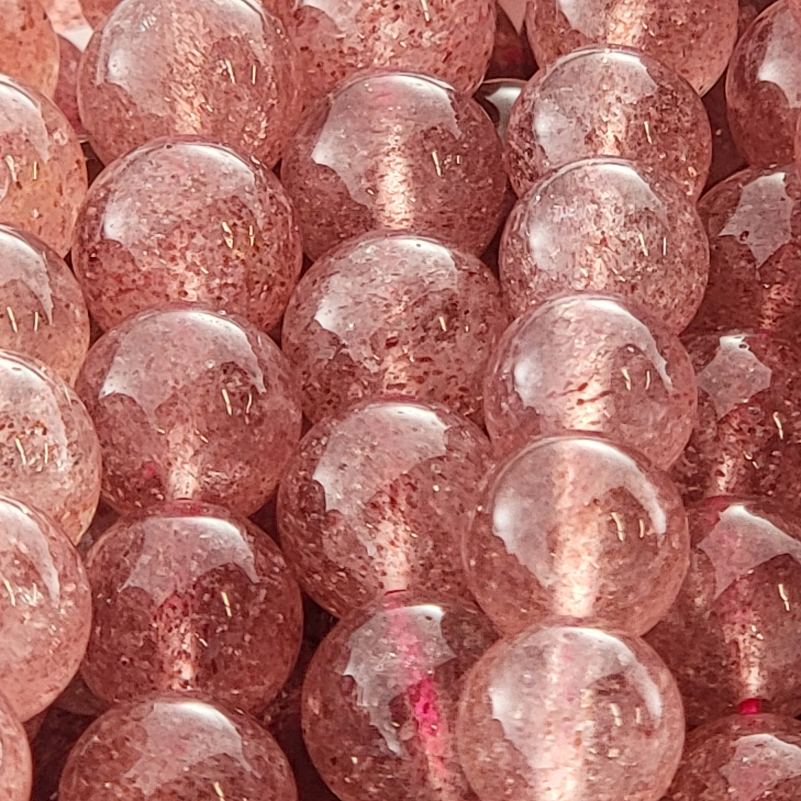 Strawberry Quartz Beads Genuine Gemstone Natural Smooth Round 4mm 6mm 8mm 10mm