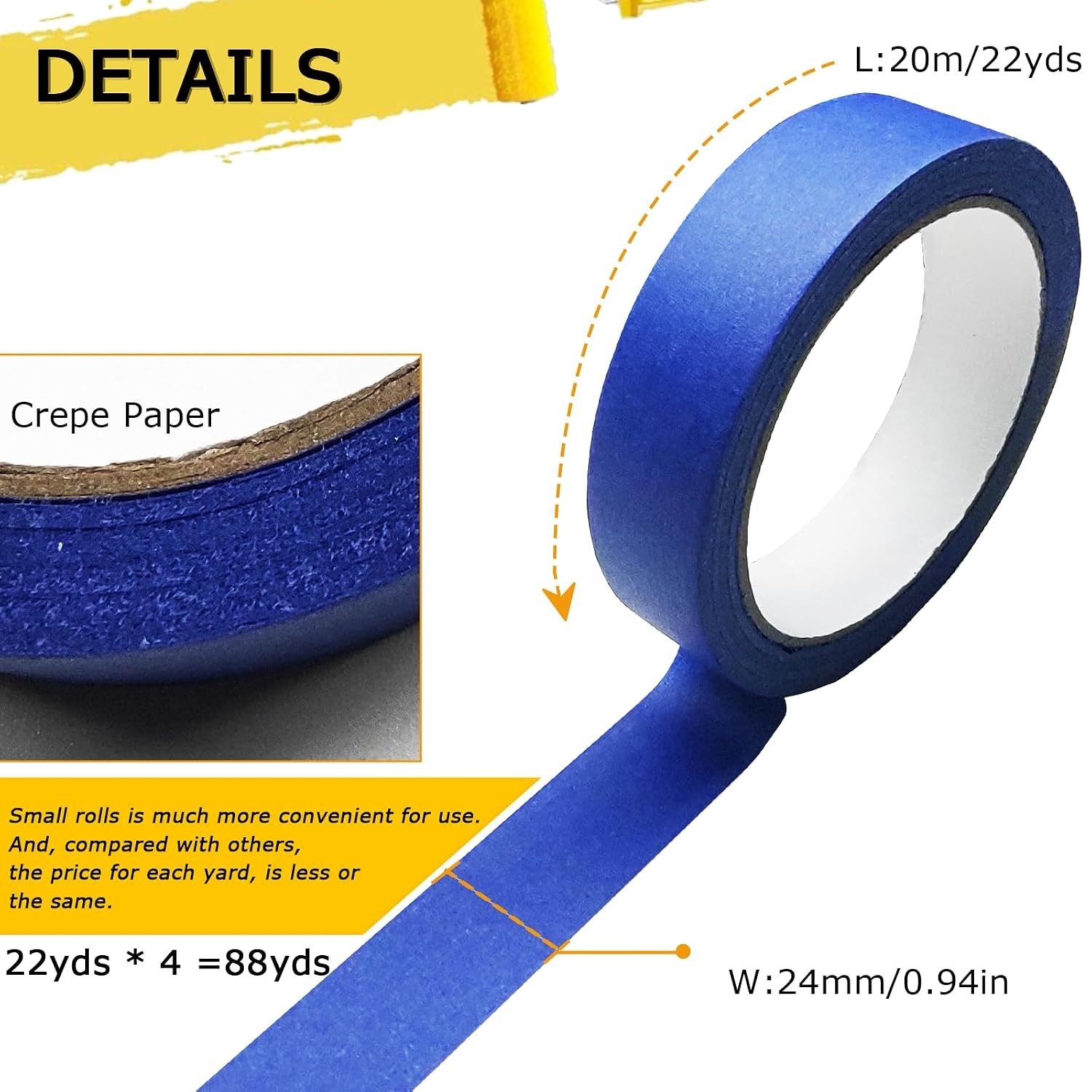 Automotive Masking Tape Blue Refinish Masking Tape Auto Body Paint Tape 4 Rolls