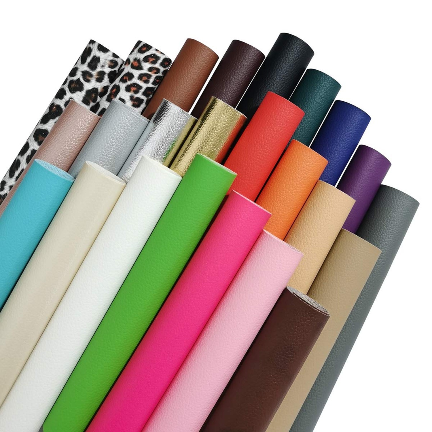24 Pieces Faux Leather Sheets, 24 Pieces Colored Soft PU Faux Leather Fabric …