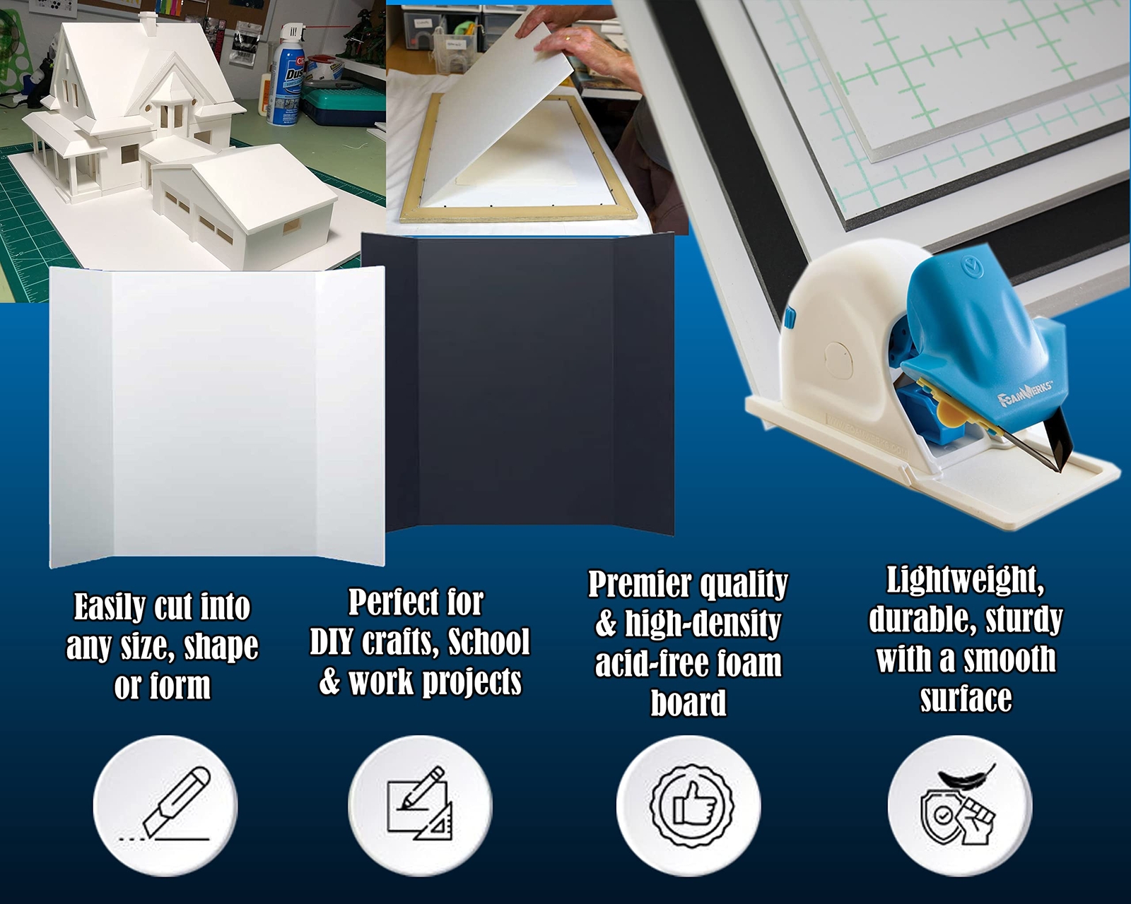 3/16″ White Foam Core Boards 11×14 16×20 20×30 24×36 30×40 32×40 Poster Backing