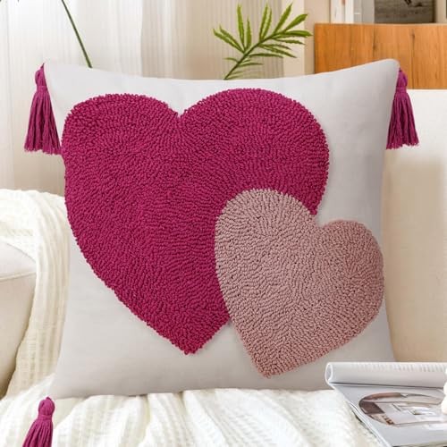 Valentine’s Day Throw Pillow Covers 18×18 18″ x 18″ (Pack of 1) Double Hearts