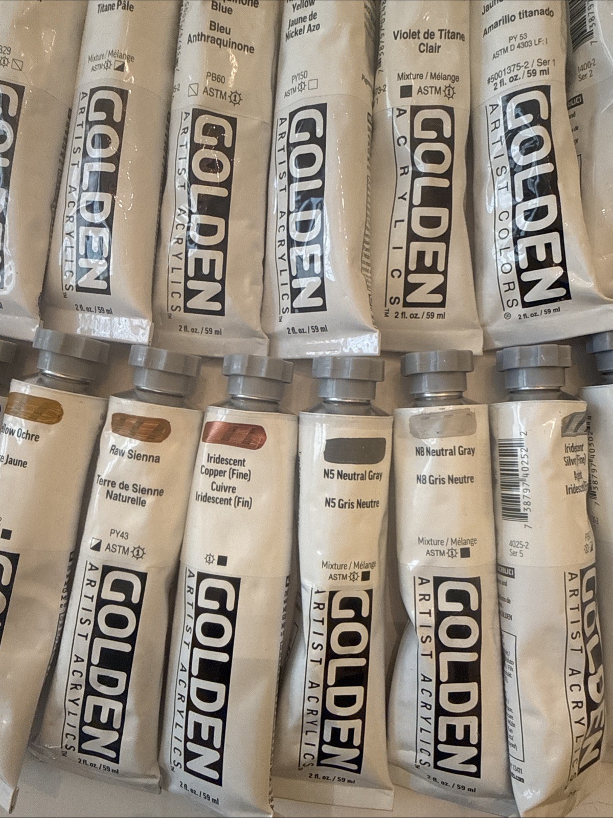 LOT OF 50 GOLDEN Acrylic Artist Colors Paints 2fl oz Tubes *NEW *FREE SHIPPING!