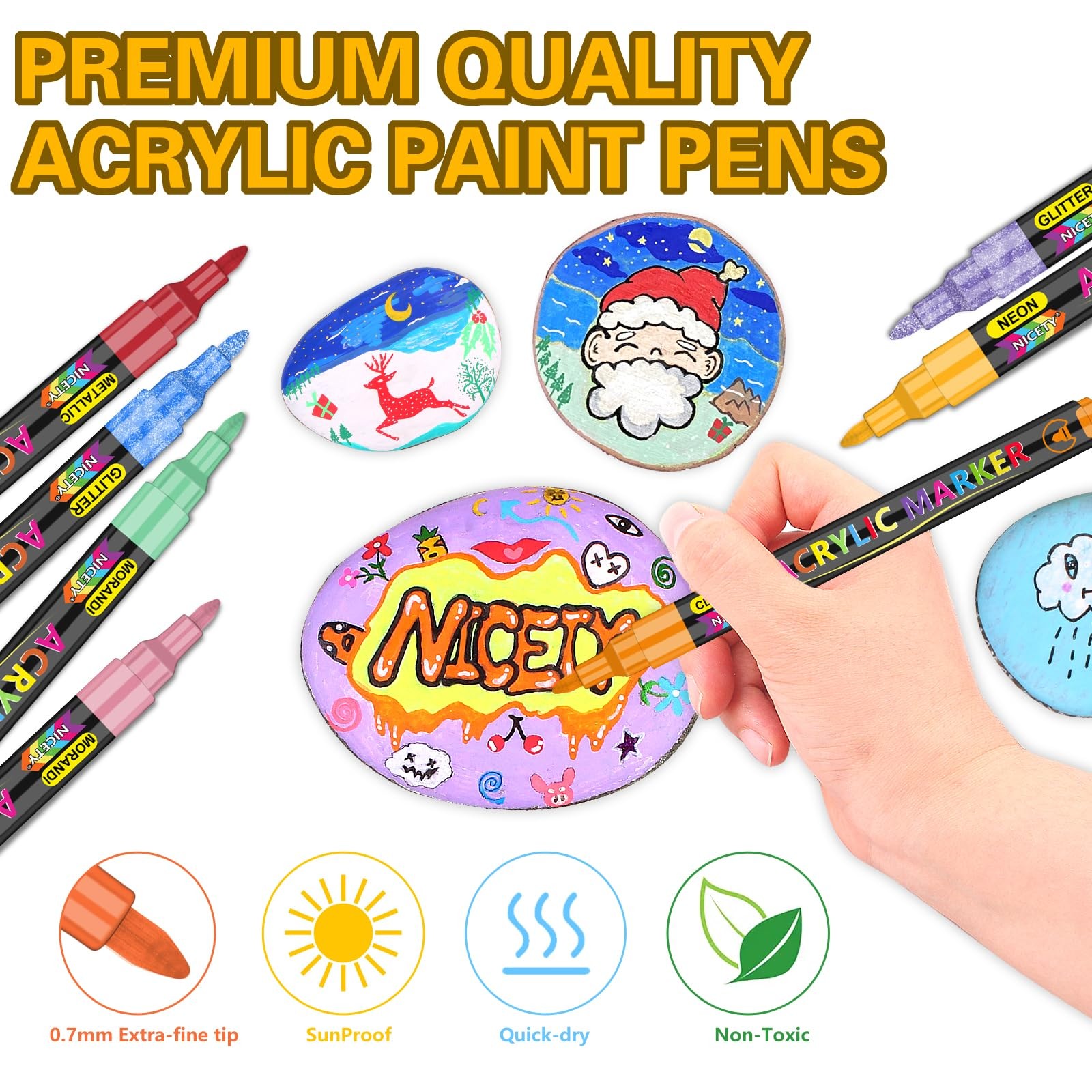 NICETY 136 Colors Acrylic Paint Markers, Extra Fine Tip Point Acrylic Paint Pens