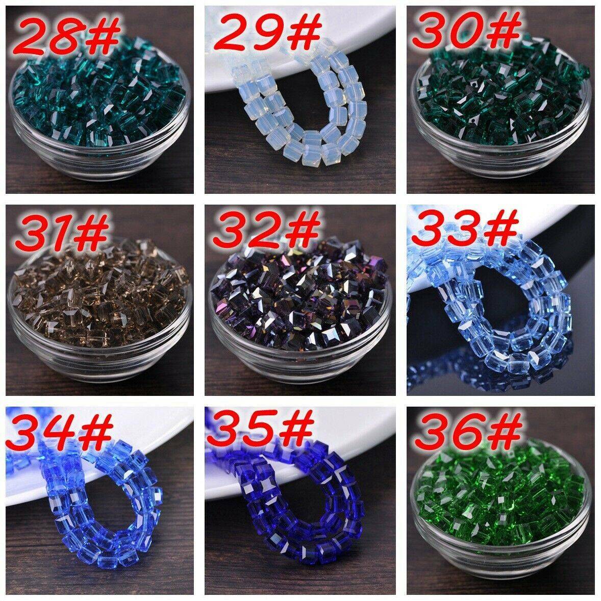 3mm 4mm 6mm 8mm 10mm 14mm Crystal Glass Cube Faceted Loose Crafts Beads Lot