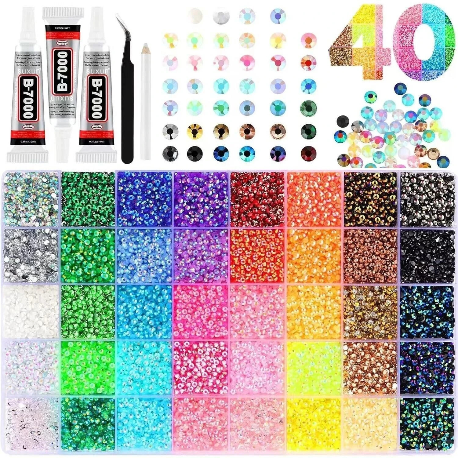 Jelly Rhinestones Bedazzling Kit Multicolor 3mm Flatback Resin Bedazzler Gems US
