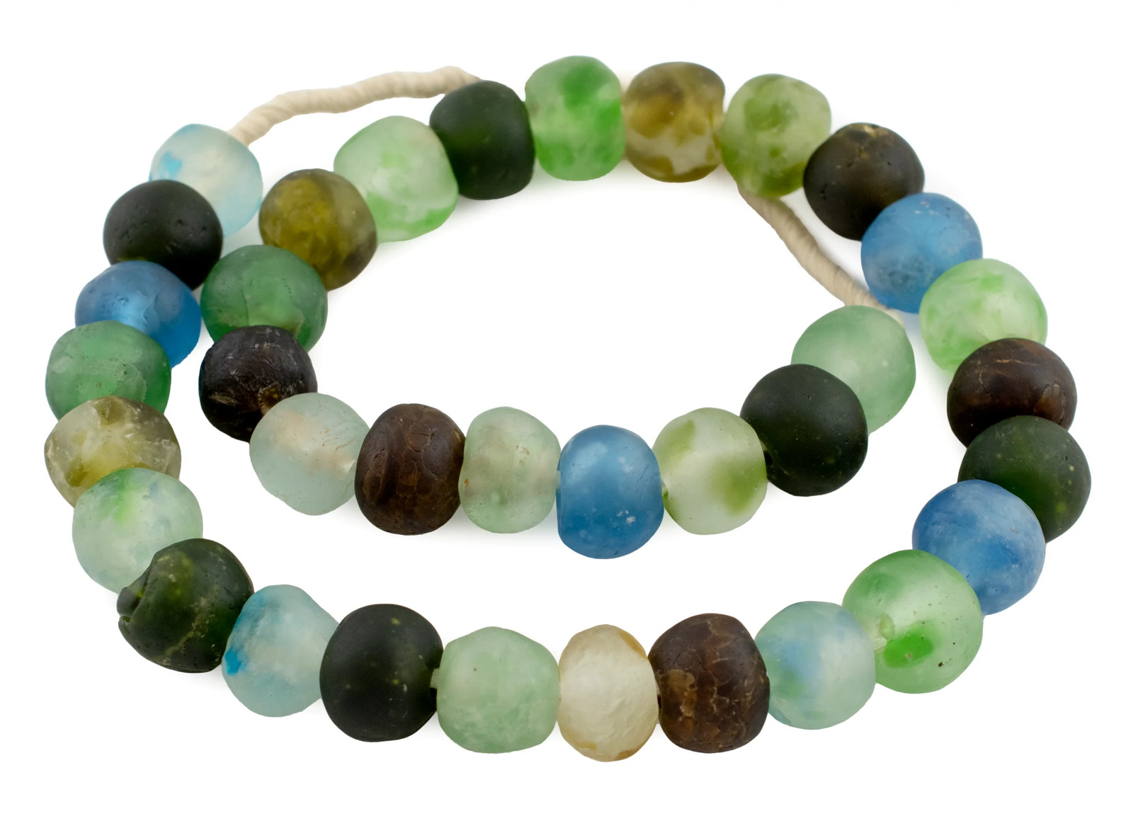 Multicolor Recycled Glass Beads 18mm Ghana African Sea Glass Round Large Hole
