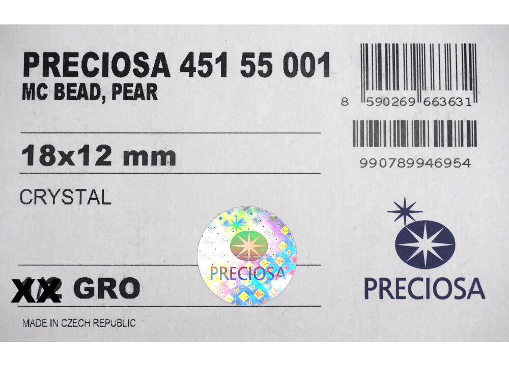 6 Crystal clear, Preciosa Czech MC Pear Beads, tear drop shape 18x12mm, P314