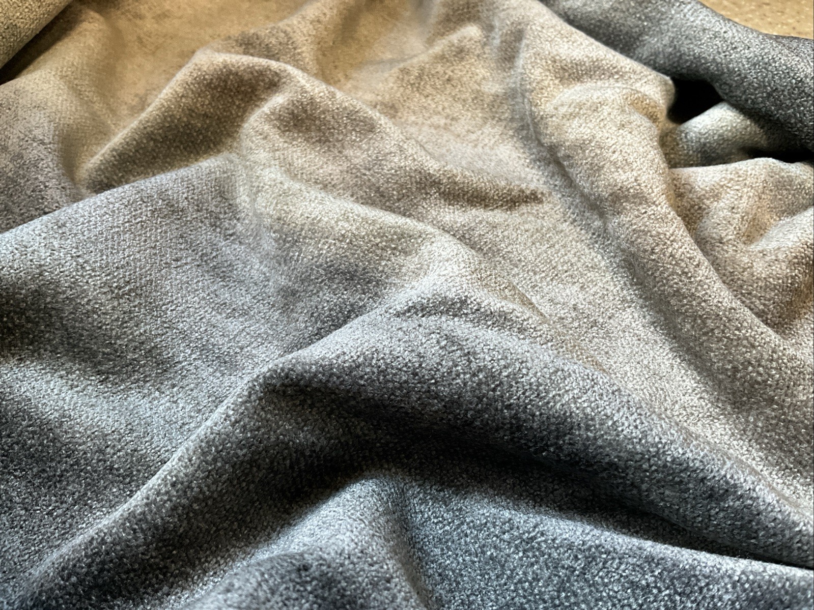 Remnant Fabric Soft Chenille Feel With Blues Grays & Browns Less Than 1 Yd