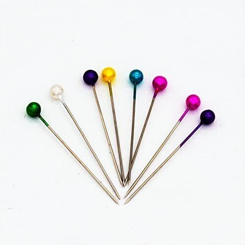 600PCS Sewing Pins for Fabric, Straight Pins with Colored Ball Glass Heads