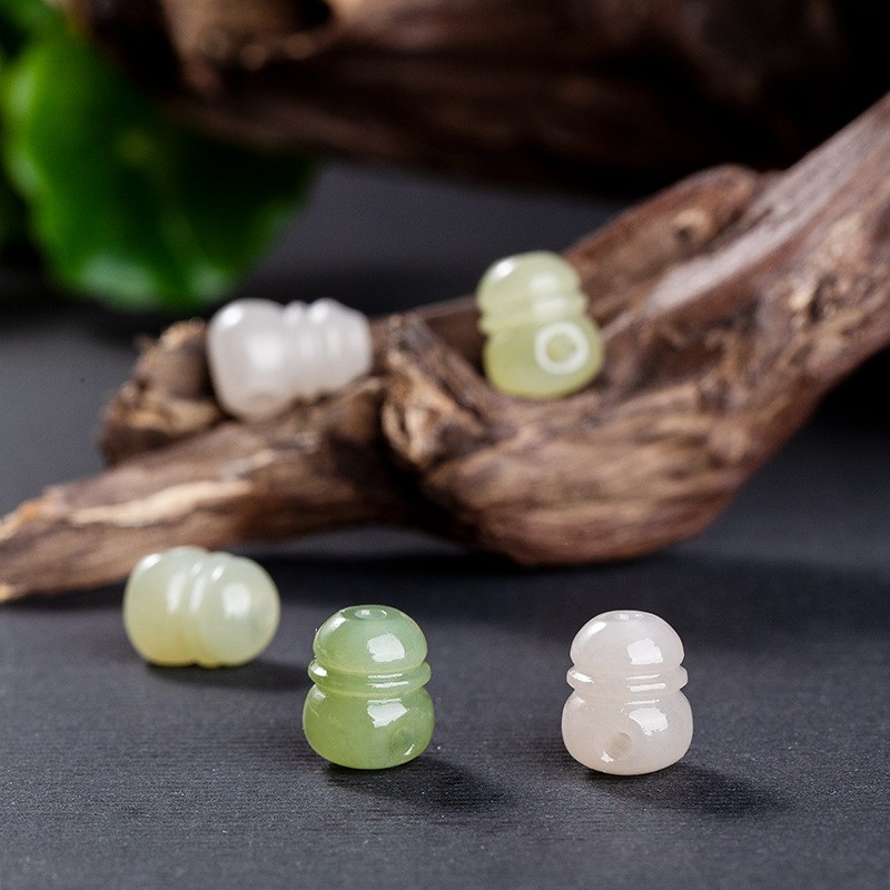 Natural Hetian Jade, Green Jade, White Jade, Three-Way Buddha Head Diy 2pcs