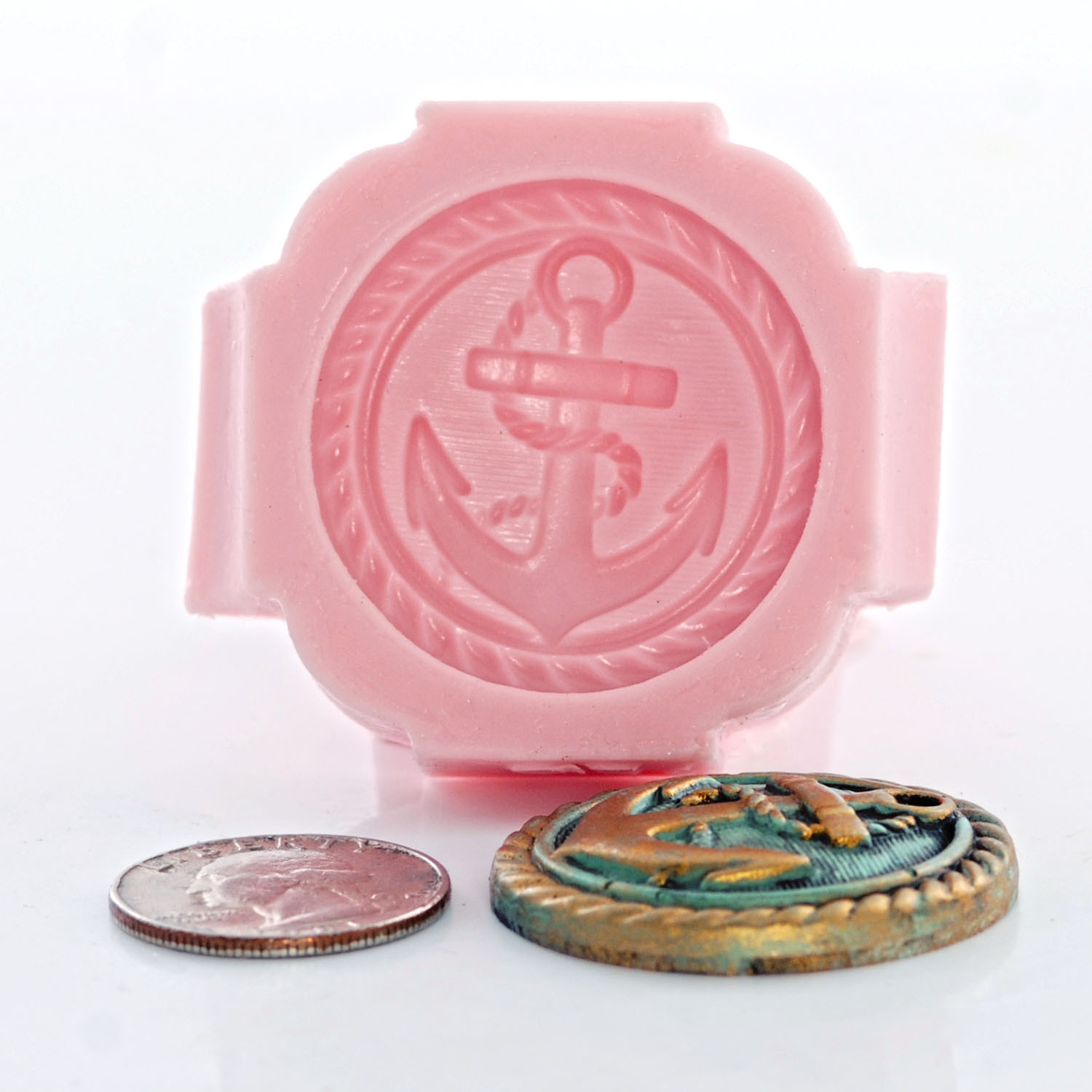 Silicone Nautical Anchor Button Mold Resin Clay Jewelry Fondant Mint Mold (730)