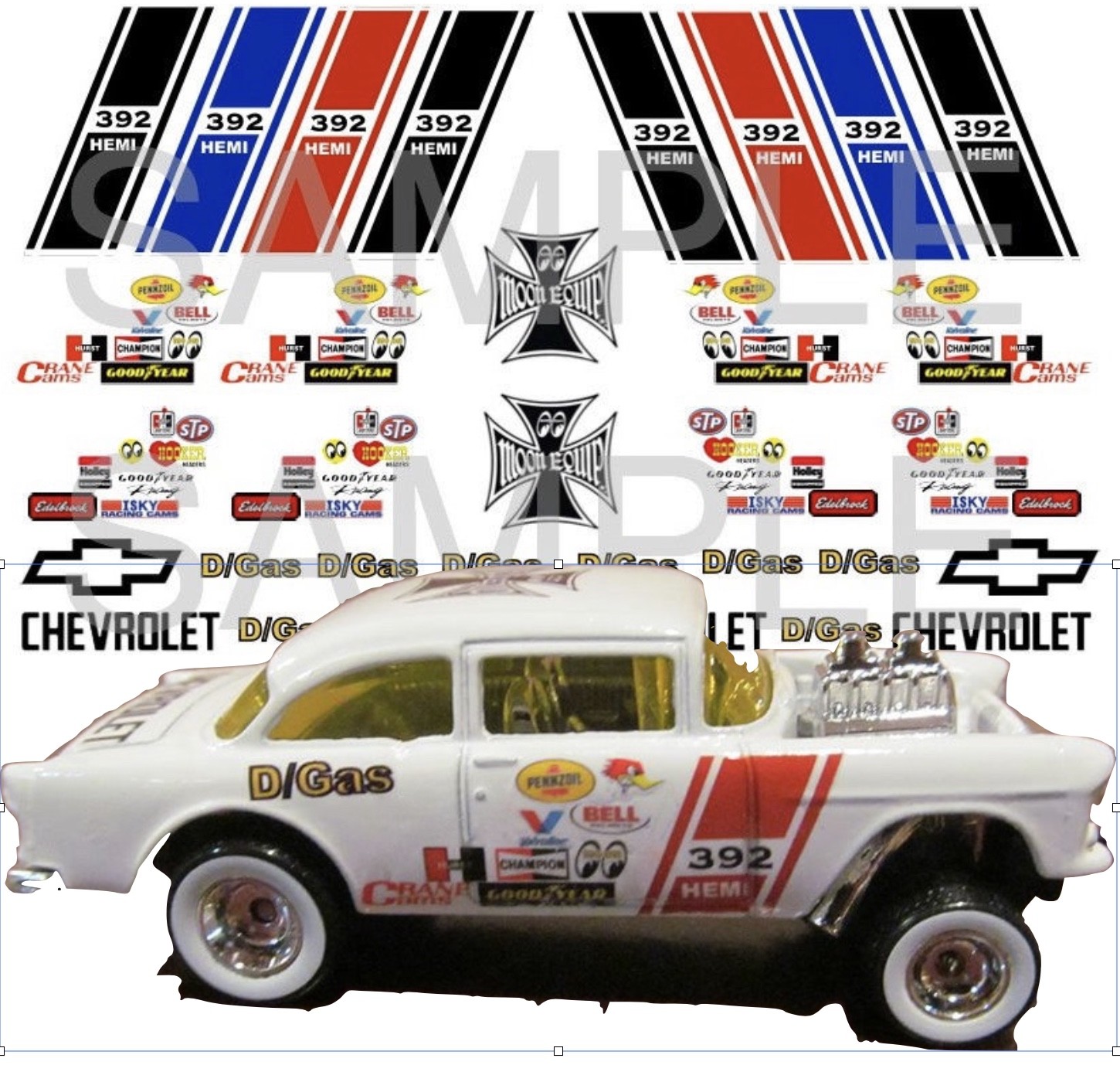 Gasser water slide decals 1:24 or 1:32 scale decal sheet custom