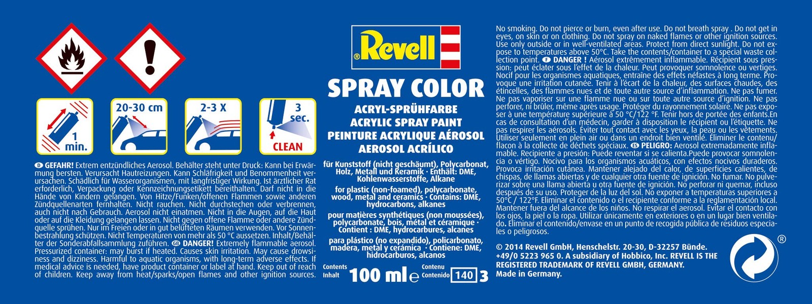 Revell 34101 Clear Gloss Spray Colour Paint 100ml
