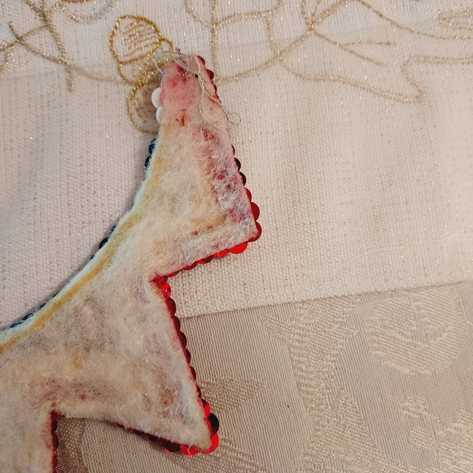 Vtg Patriotic Collar Shape Red White Blue Sequined Applique Sew Glue On – Patch