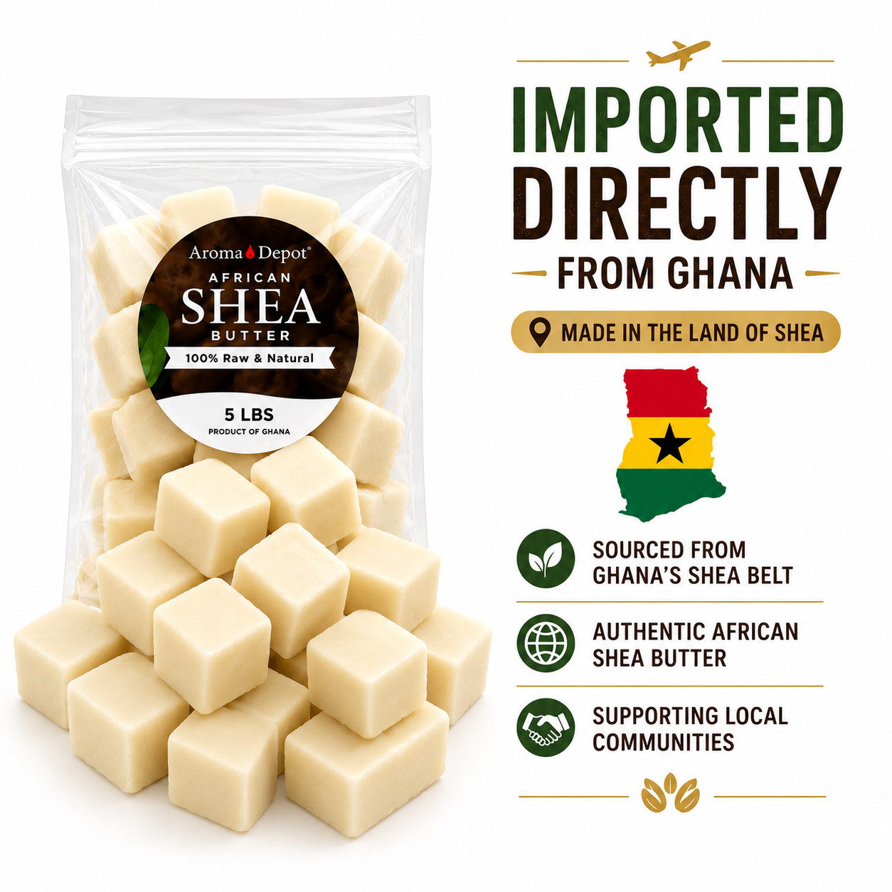 5 lbs. Raw African Shea Butter Yellow From GHANA Natural UNREFINED Pure Organic
