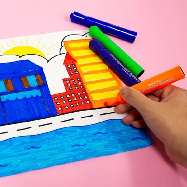 Non-Toxic Washable Scented Markers – 10 Colors for Coloring Fun and Learning