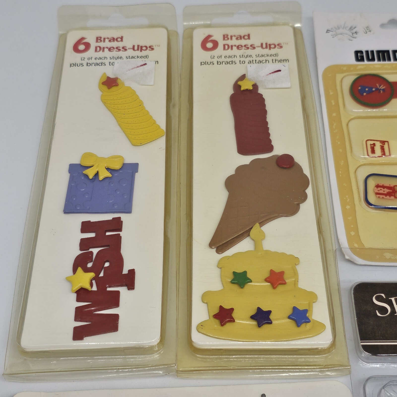 Lot of Embellishments for Scrapbooking Brads Happy Birthday Etc