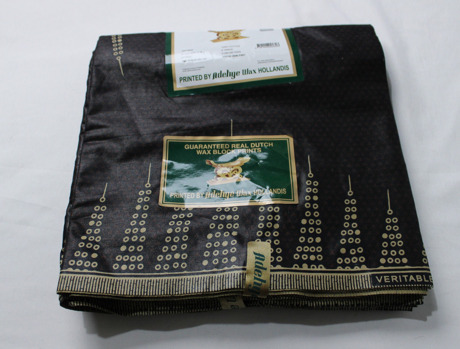 Adehye Wax Unisex Adult’s Wax Block Print Fabric EH6 Black Size 6 Yards NWT