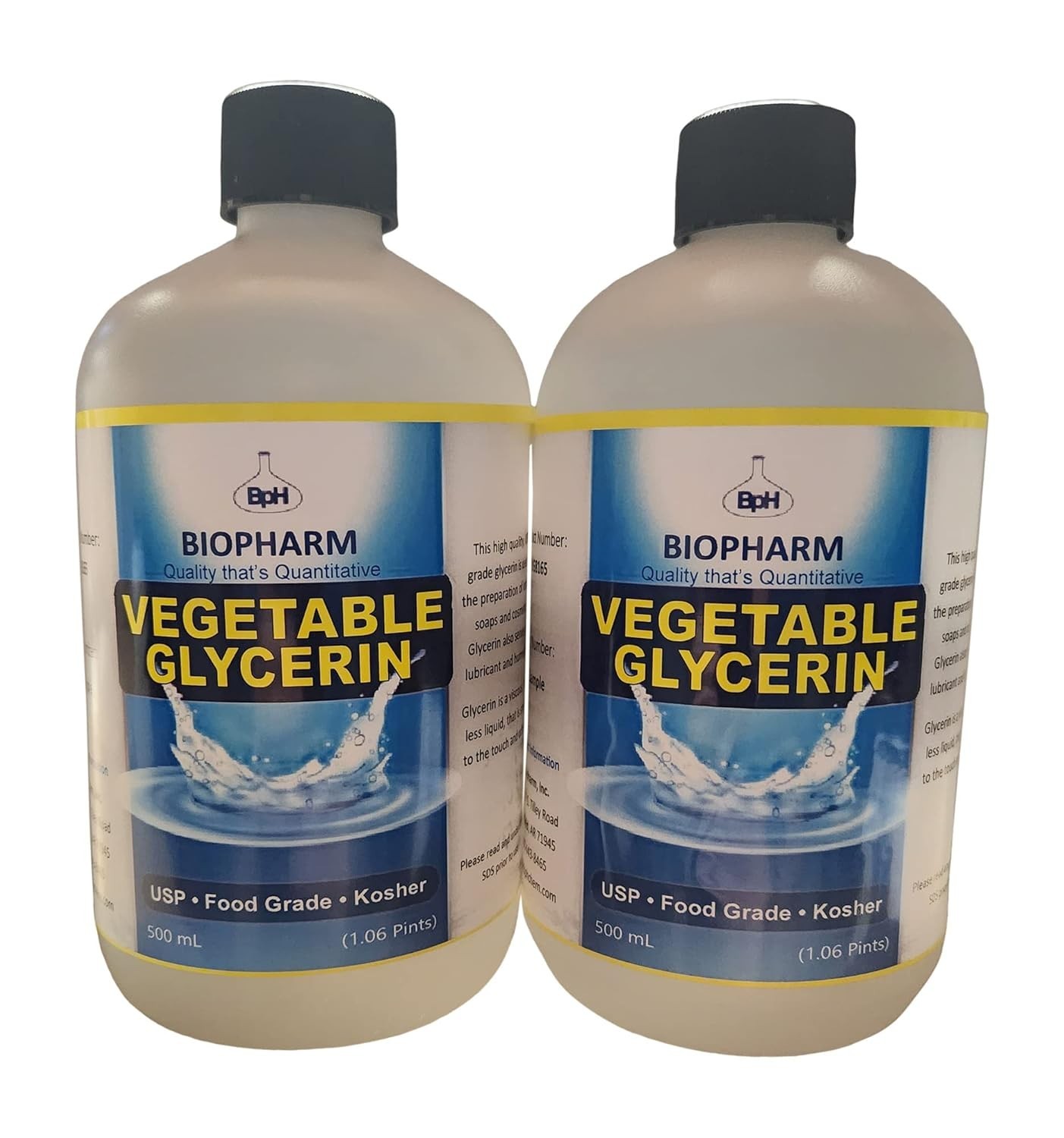 Vegetable Glycerin USP Liquid, Food Grade, Kosher, Twin Pack: 500 mL 1.06 Pin…