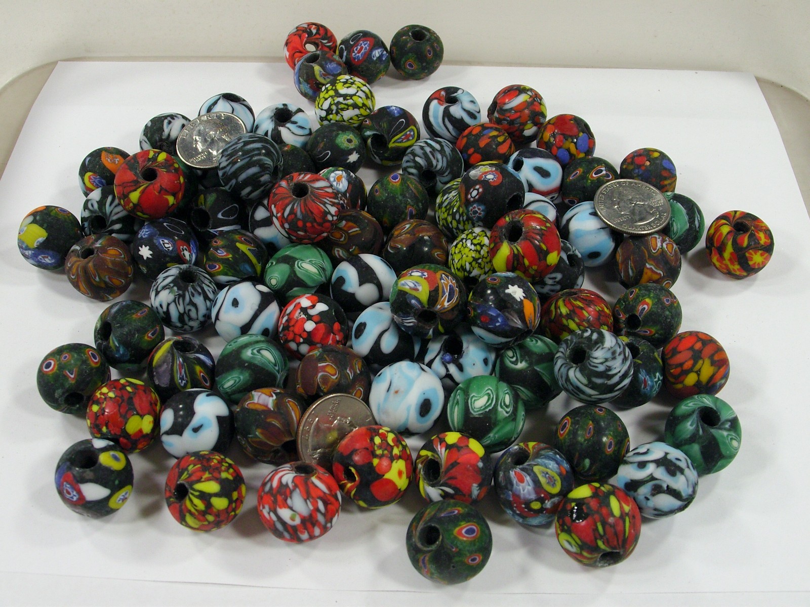 2 Pounds Large Multicolor India Handmade Millefiori Glass Beads Bulk (MNP-12B) ⭐