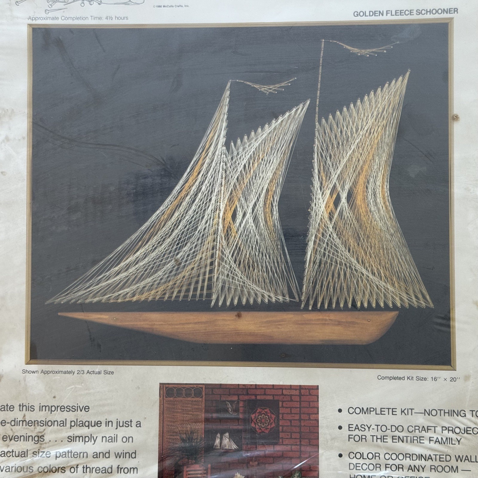 Vintage McCulla Crafts String Art Kit – Golden Fleece Schooner No. 8603 SEALED