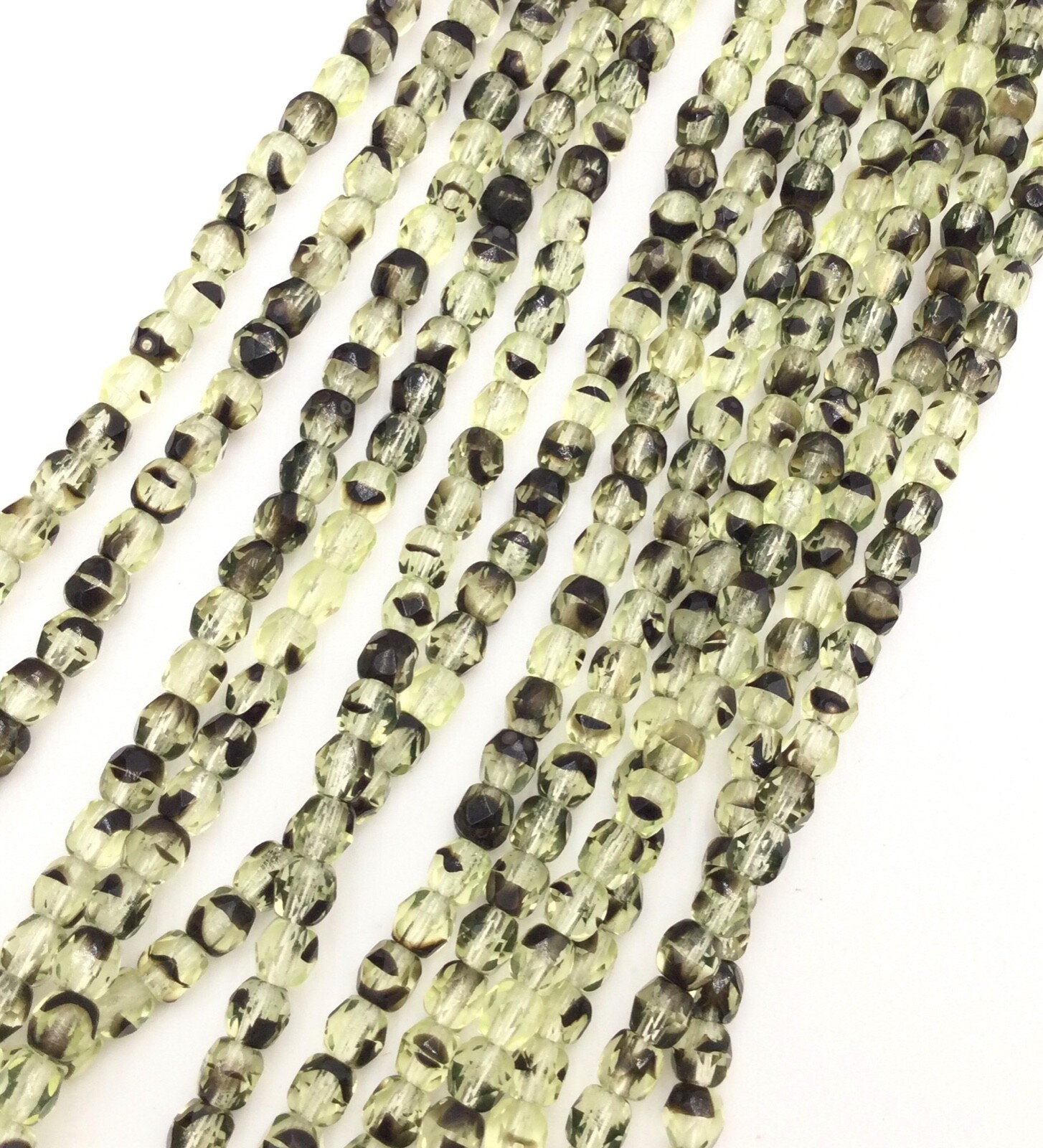 200 Fine Trade Czech Green & Black Round Faceted fire Polished Glass beads-4mm