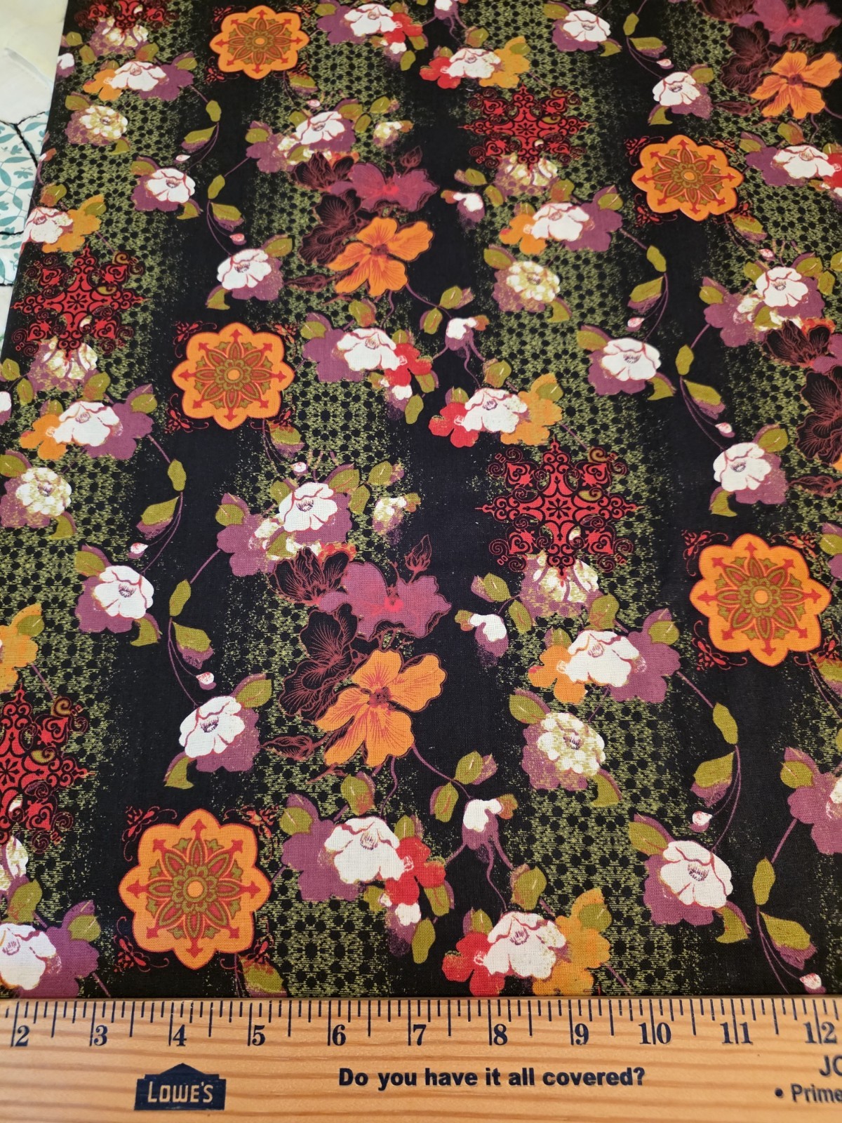 David Textiles Cotton Floral Abstract Theme, 4 Yds, $3 Per Yd