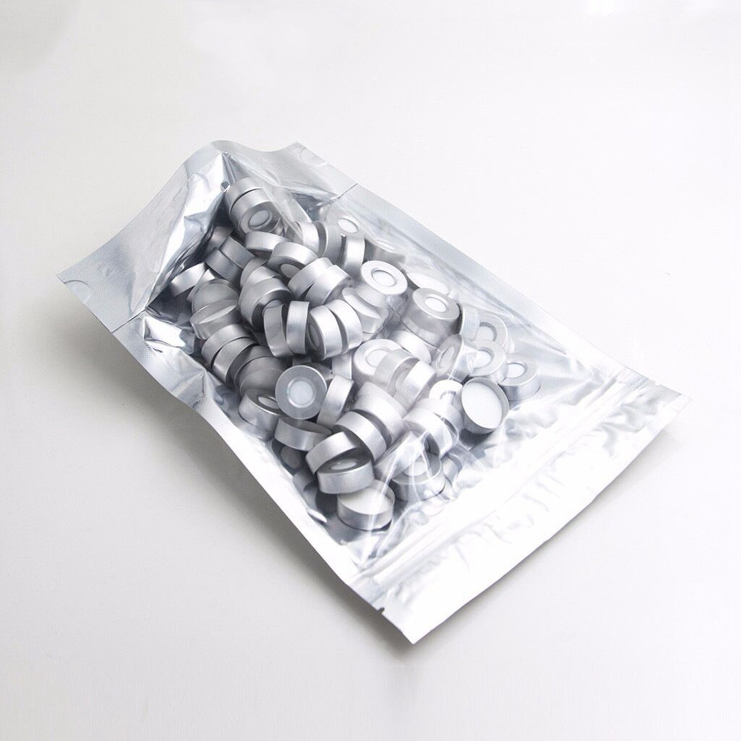 100PCS Lab Sample Vials 10ml Small Glass Bottle Mini Jars+Aluminum Crimp Lid Top
